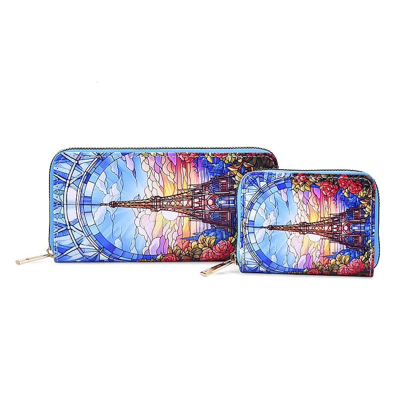 Set of 2 The Eiffel Tower Pattern Long Wallet and Small Wallet