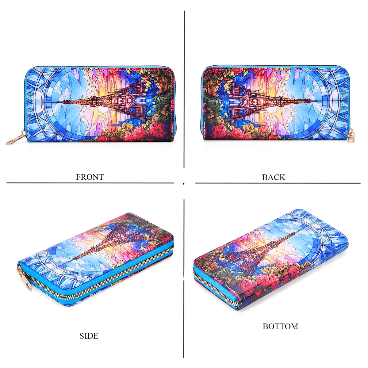 Set of 2 The Eiffel Tower Pattern Long Wallet and Small Wallet image number 2