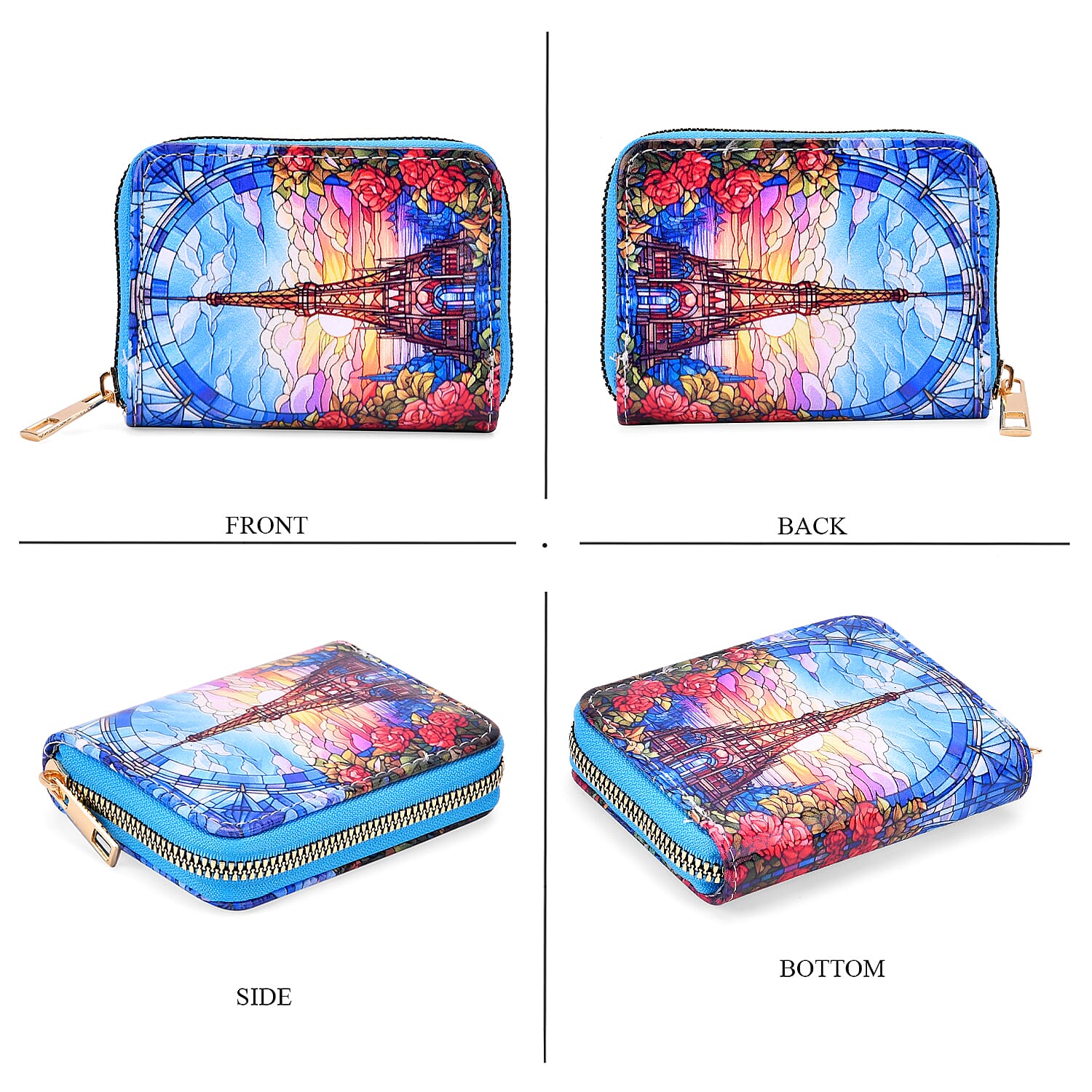 Set of 2 The Eiffel Tower Pattern Long Wallet and Small Wallet