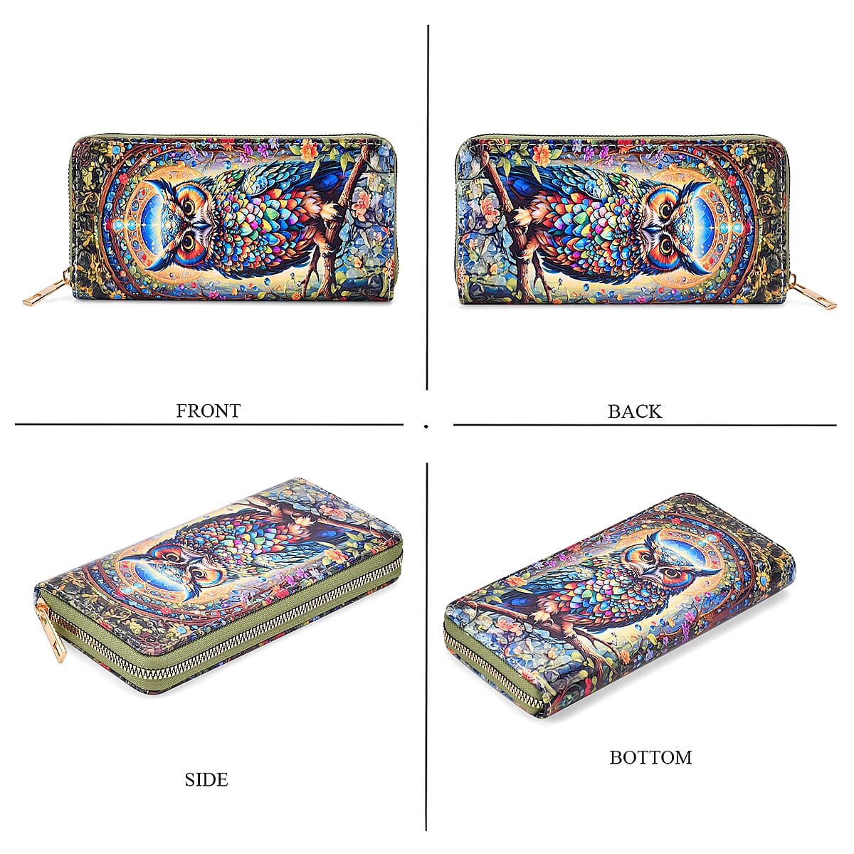 Set of 2 Owl Pattern Long Wallet and Small Wallet image number 2