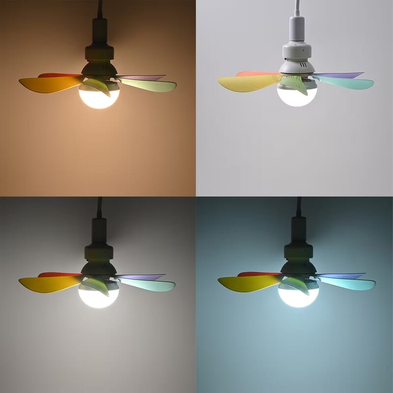 Multi Color 6 Leaf Bulb LED Fan Light with Remote