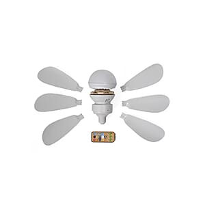 White 6 Leaf Bulb LED Fan Light with Remote