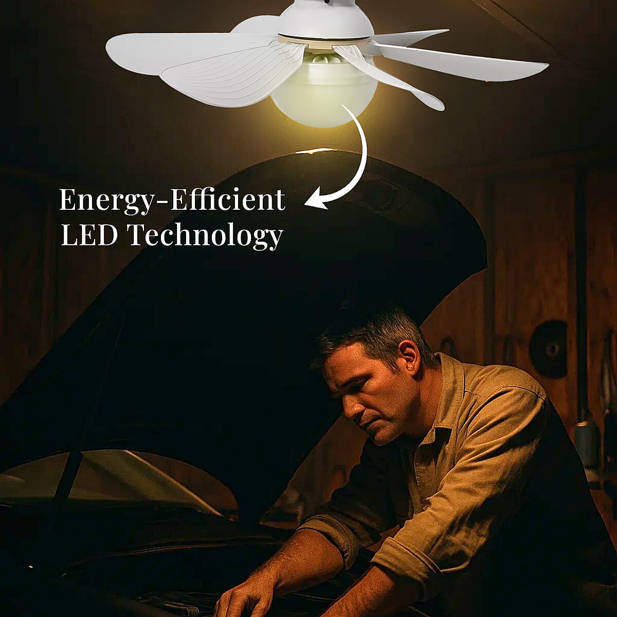 White 6 Leaf Bulb LED Fan Light with Remote image number 3