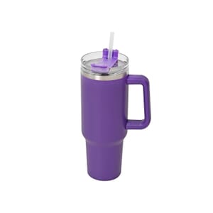 Purple Stainless Steel Insulated 40oz Tumbler with Handle and Straw