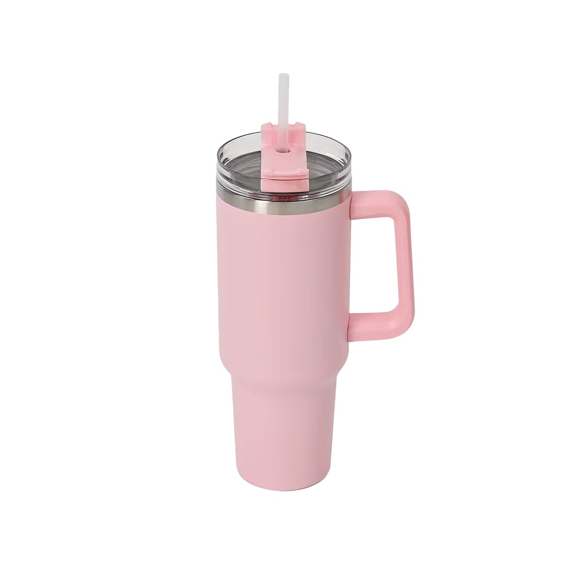 Pink Stainless Steel Insulated 40oz Tumbler with Handle and Straw image number 0