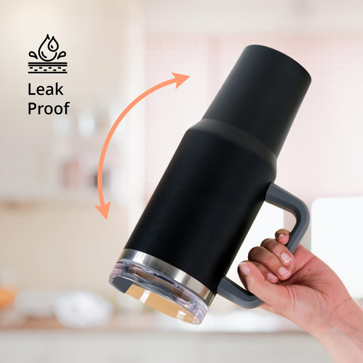 Black Stainless Steel Insulated 40oz Tumbler with Handle and Straw image number 5