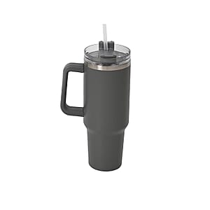 Gray Stainless Steel Insulated 40oz Tumbler with Handle and Straw