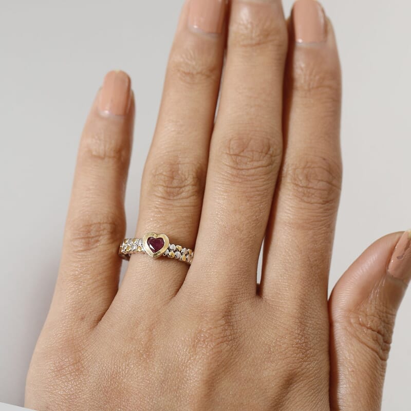 African Ruby (FF) 0.55 ctw Ring in 14K YG and Platinum Over Sterling Silver (Size 11.5)