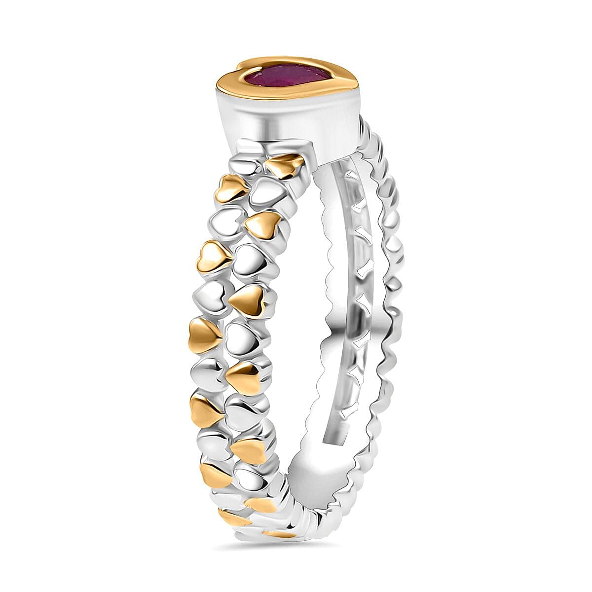 African Ruby (FF) 0.55 ctw Ring in 14K YG and Platinum Over Sterling Silver (Size 11.5)