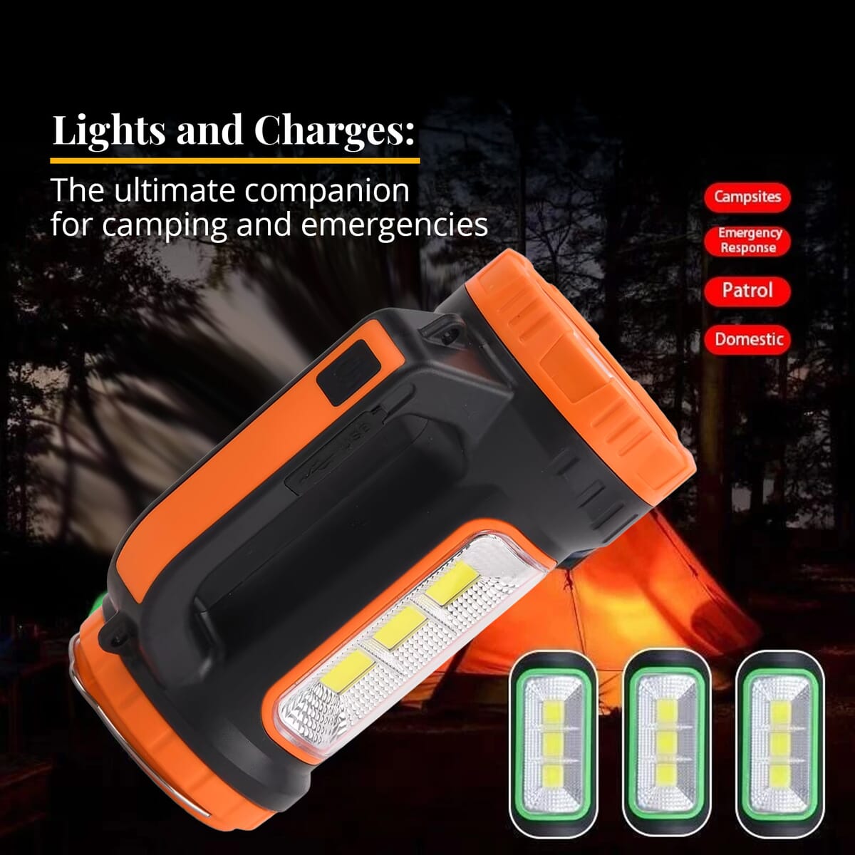 Orange Solar Multifunctional Searchlight image number 4