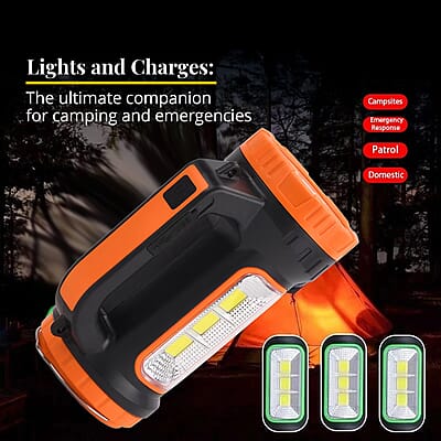 Solar Handheld Flashlight Rechargeable Multi Function High Bright 17000 Lumen 6 Modes LED Flashlight Emergency Strobe Light and 5400 MAH Battery Fishing Camping Emergency Light and USB Charging Cable Solar Handheld Flashlight Rechargeable Multi Function High Bright 17000 Lumen 6 Modes LED Flashlight Emergency Strobe Light and 5400 MAH Battery Fishing Camping Emergency Light and USB Charging Cable