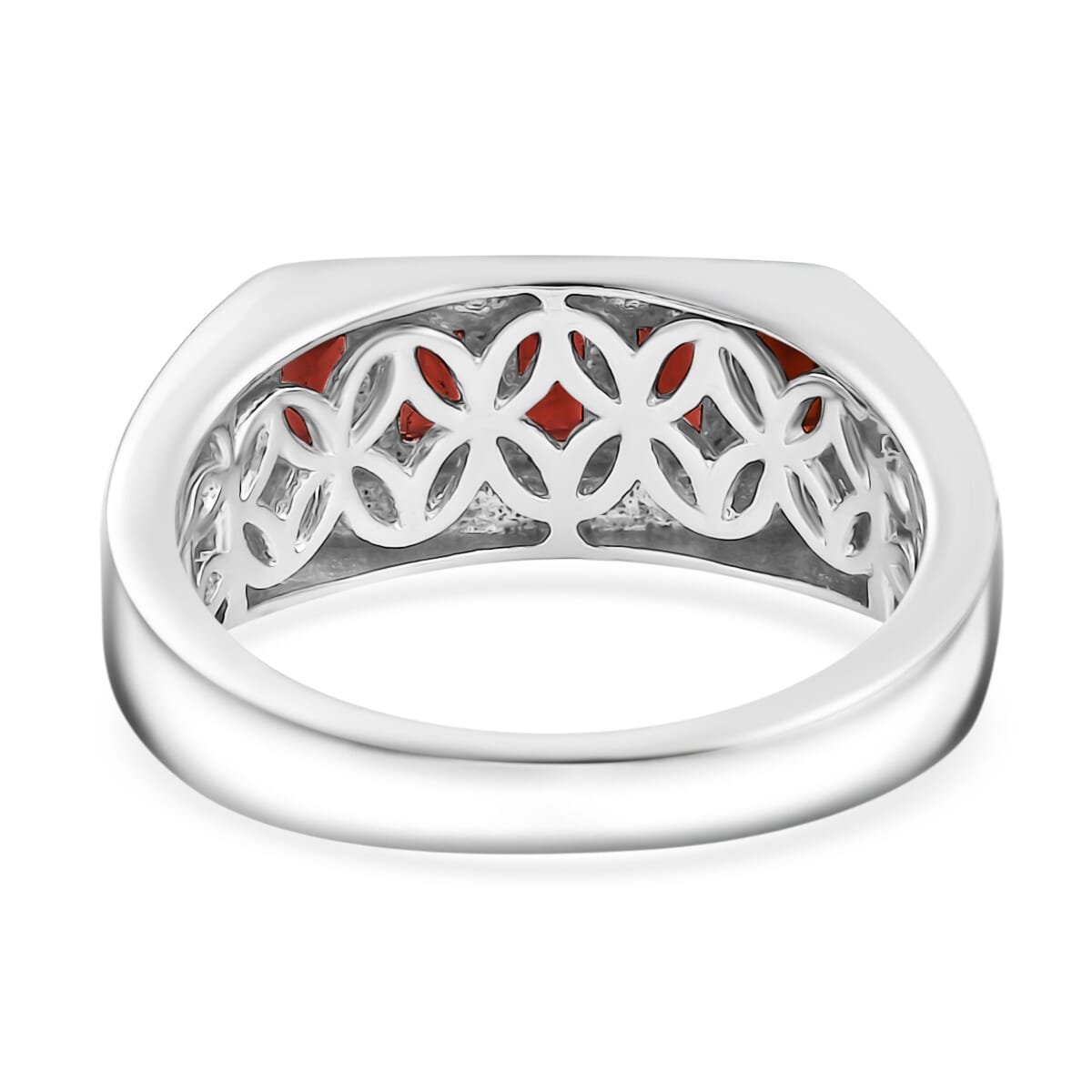 Mozambique Garnet and White Zircon 2.00 ctw Men's Ring in Rhodium Over Sterling Silver (Size 14.0) image number 3