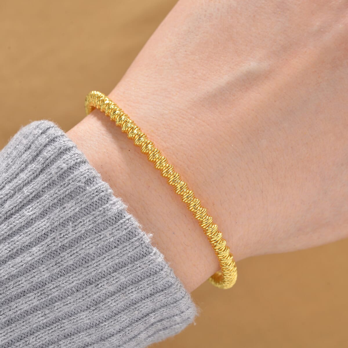 Twisted Stretch Bracelet in 14K Yellow Gold Over Sterling Silver (7.25-7.50In) 6.30 Grams image number 1