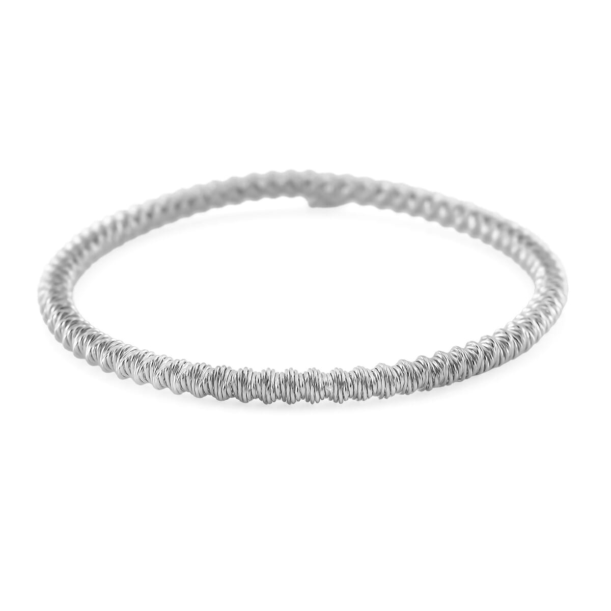 Twisted Stretch Bracelet in Rhodium Over Sterling Silver (7.25-7.50In) 6.30 Grams image number 0