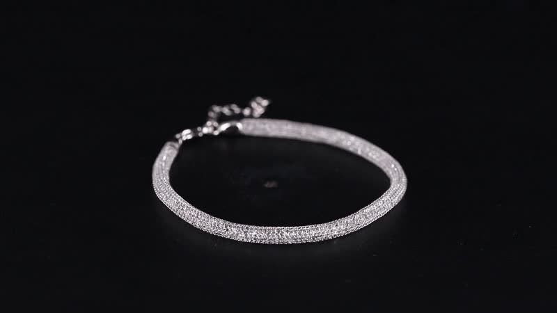 Simulated Diamond Bracelet in Rhodium Over Sterling Silver (7.0-8.0In)
