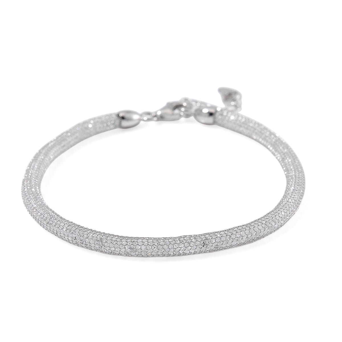 Simulated Diamond Bracelet in Rhodium Over Sterling Silver (7.0-8.0In) image number 2