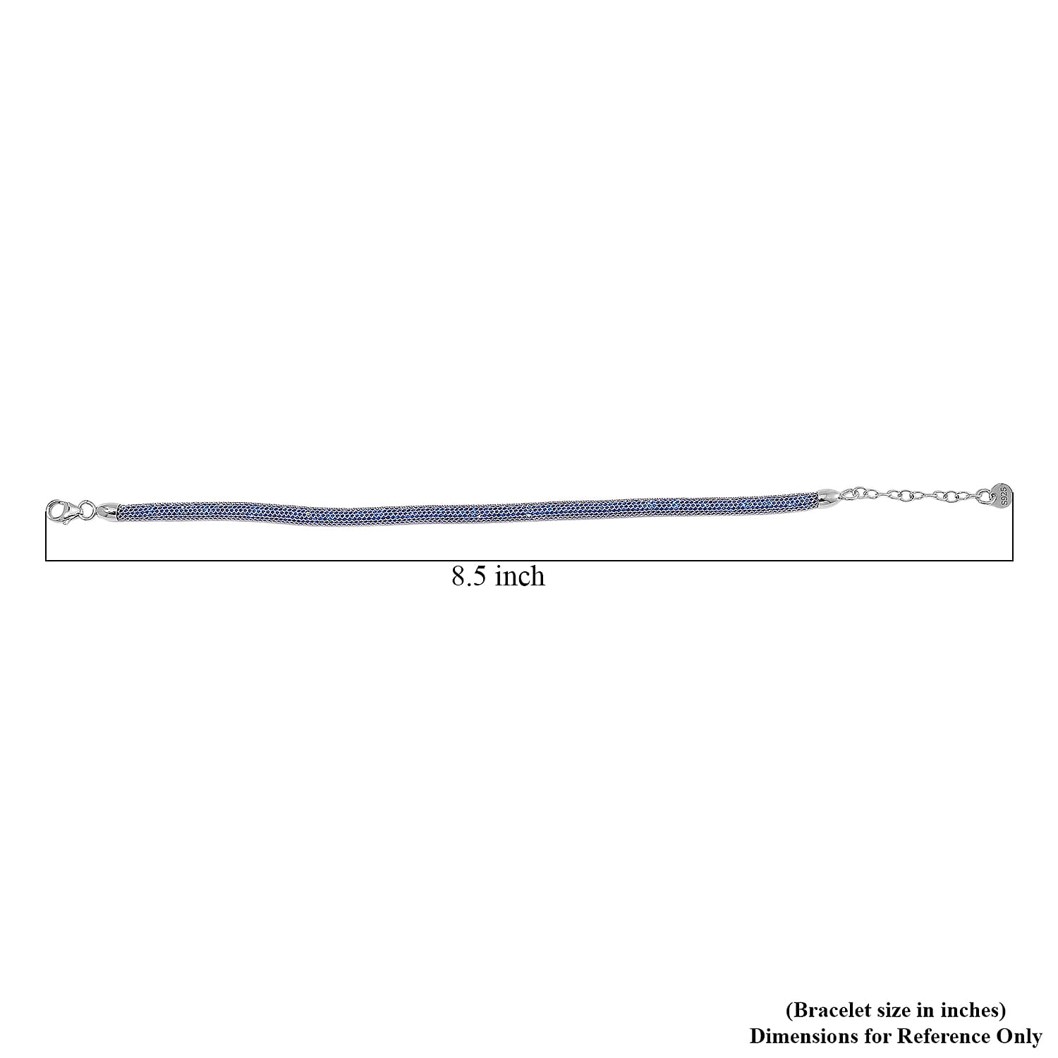 Simulated Blue Diamond Bracelet in Rhodium Over Sterling Silver (7.0-8.0In)