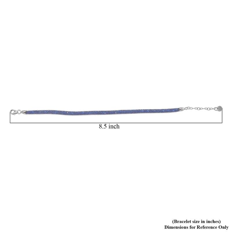 Simulated Blue Diamond Bracelet in Rhodium Over Sterling Silver (7.0-8.0In)