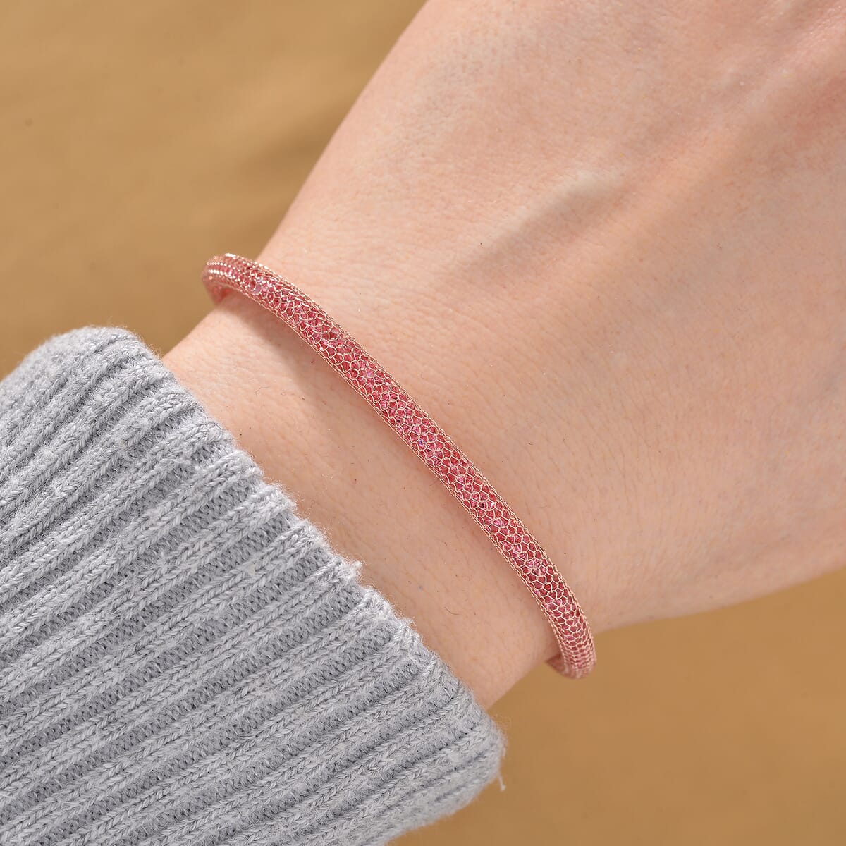 Simulated Pink Diamond Bracelet in 14K Rose Gold Over Sterling Silver (7.0-8.0In) image number 1