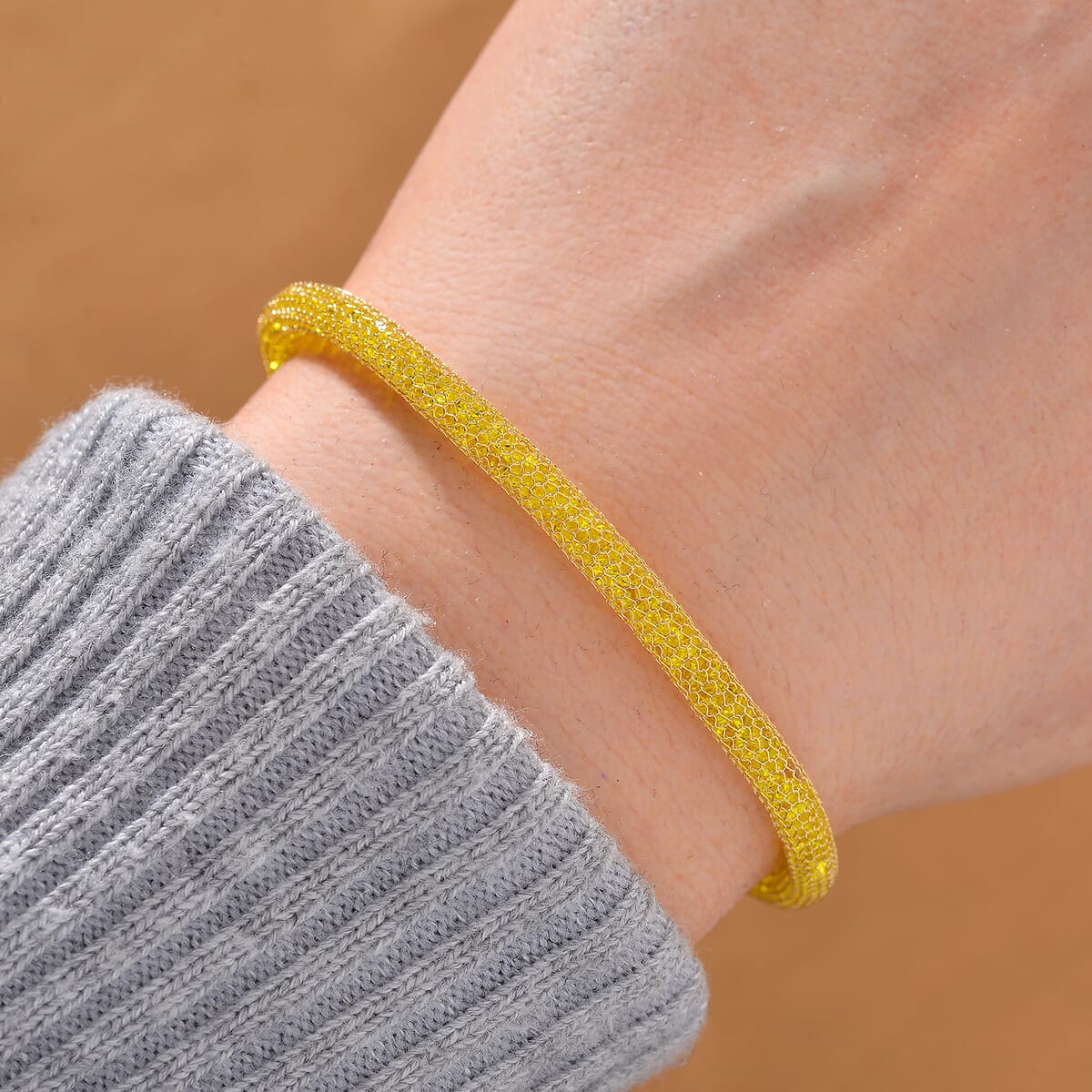 Simulated Yellow Diamond Bracelet in 14K Yellow Gold Over Sterling Silver (7.0-8.0In) image number 1