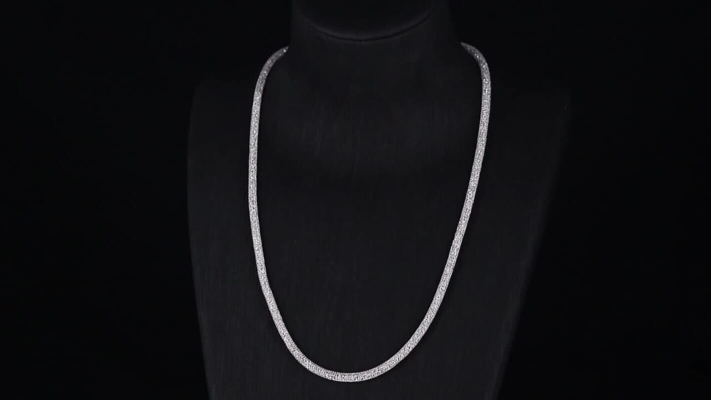 Simulated Diamond Necklace in Rhodium Over Sterling Silver 20 Inches