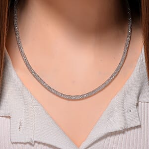 Simulated Diamond Necklace in Rhodium Over Sterling Silver 20 Inches