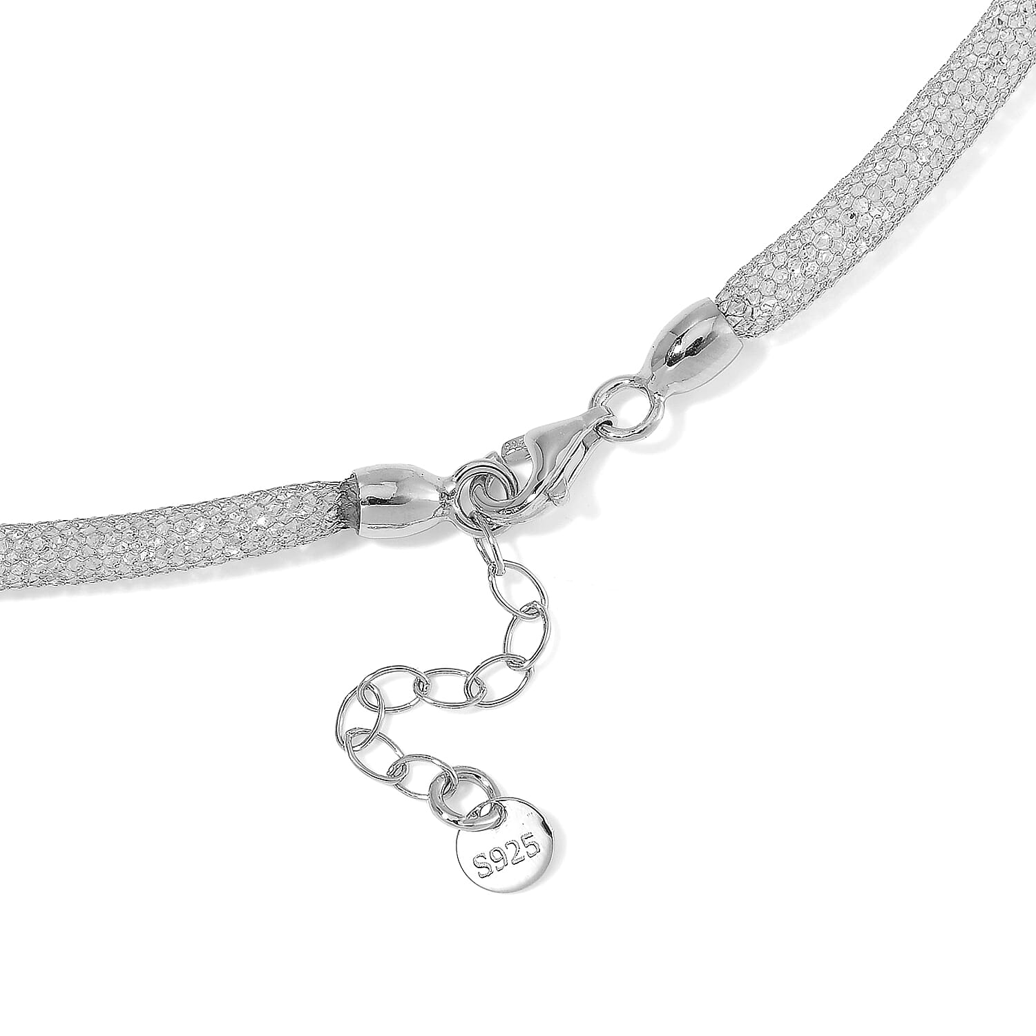 Simulated Diamond Necklace in Rhodium Over Sterling Silver 20 Inches