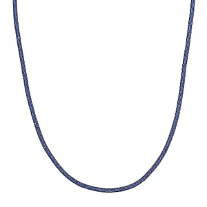Simulated Blue Diamond Necklace in Rhodium Over Sterling Silver 20 Inches