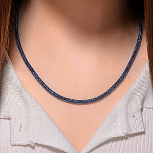 Simulated Blue Diamond Necklace in Rhodium Over Sterling Silver 20 Inches