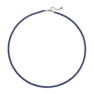 Simulated Blue Diamond Necklace in Rhodium Over Sterling Silver 20 Inches