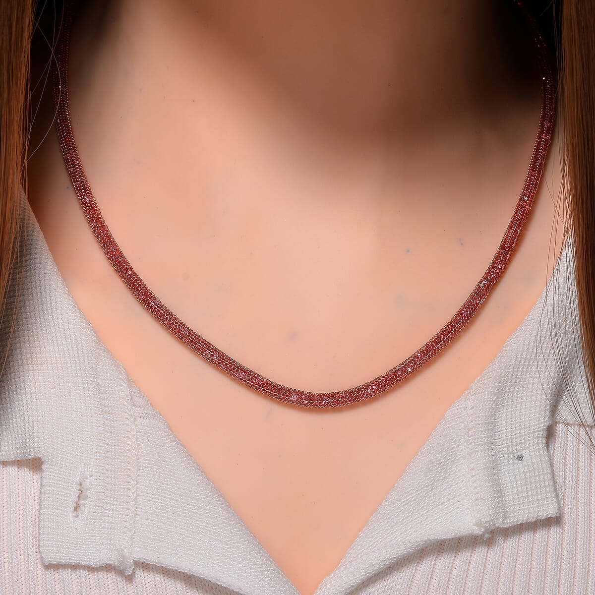 Simulated Pink Diamond Necklace in 14K Rose Gold Over Sterling Silver 20 Inches image number 1