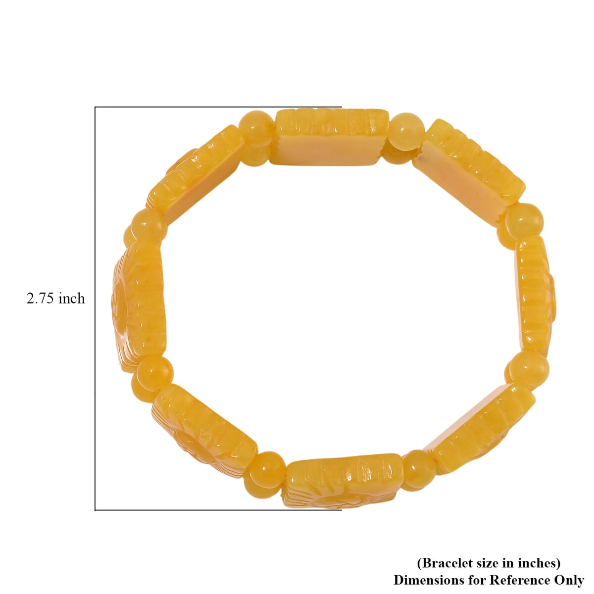 Honey Jade (D) 220.00 ctw Carved Flower and Beaded Stretch Bracelet image number 3