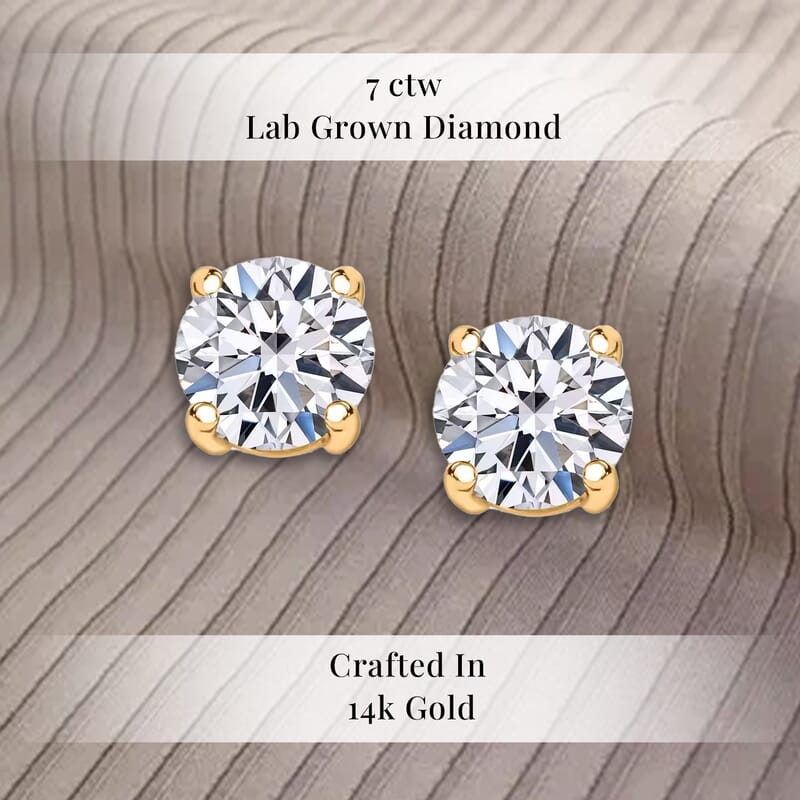 Luxuriant Lab Grown Diamond G VS2 7.00 ctw Earrings in 14K Yellow Gold