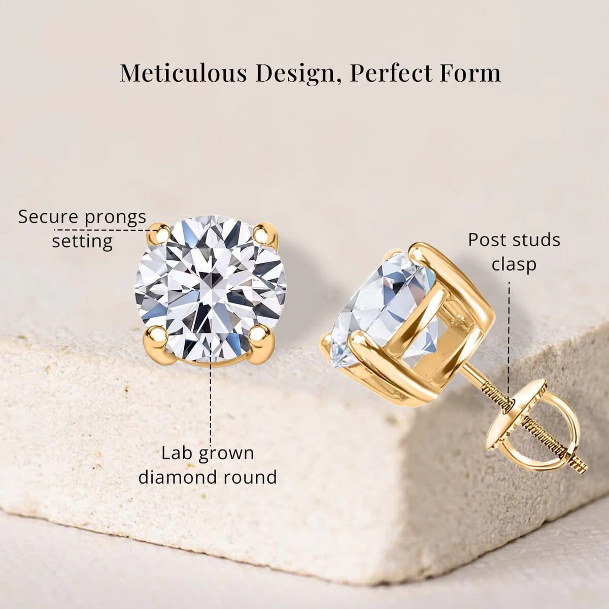 Luxuriant Lab Grown Diamond VS2-G 7.00 ctw Earrings in 14K Yellow Gold image number 5