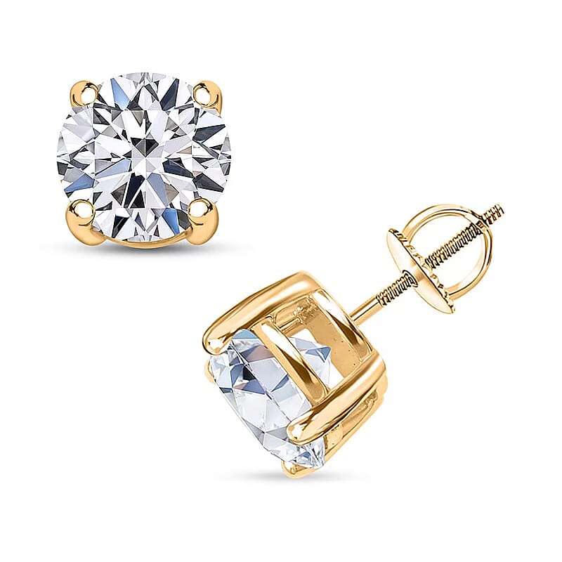 Luxuriant Lab Grown Diamond G VS2 10.00 ctw Classic Solitaire Earrings in 14K Yellow Gold
