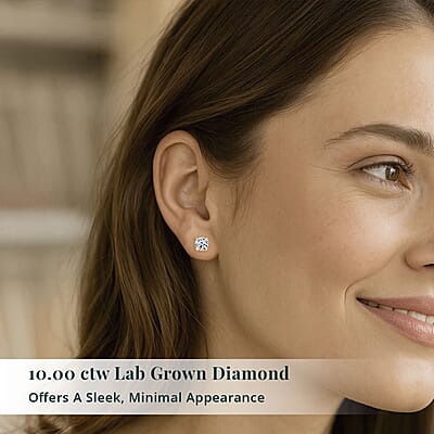 Luxuriant Lab Grown Diamond G VS2 10.00 ctw Classic Solitaire Earrings in 14K Yellow Gold