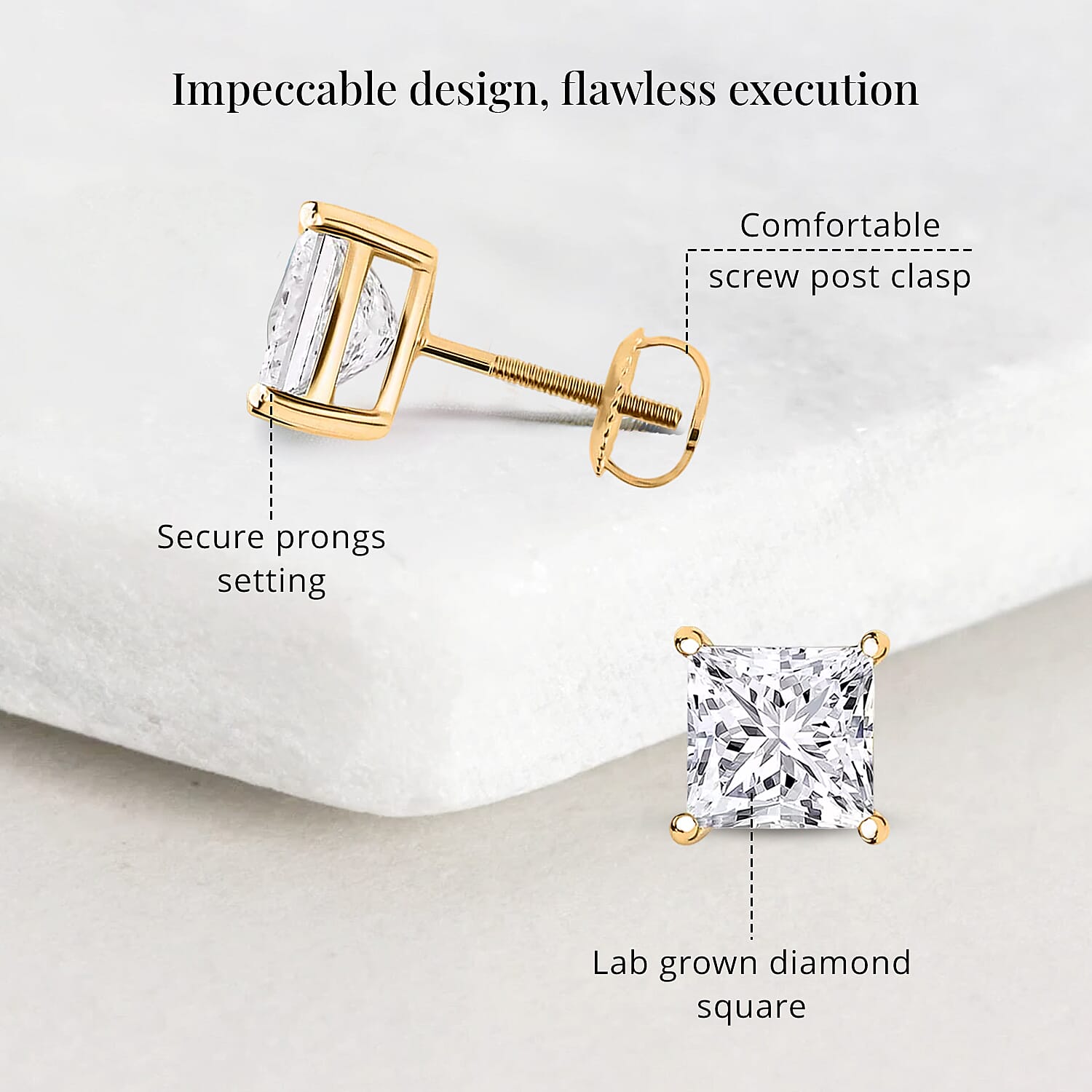 IGI Certified Luxuriant Lab Grown Diamond G-VS2 5.00 ctw Earrings in 14K Yellow Gold
