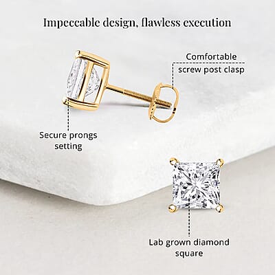IGI Certified Luxuriant Lab Grown Diamond G-VS2 5.00 ctw Earrings in 14K Yellow Gold