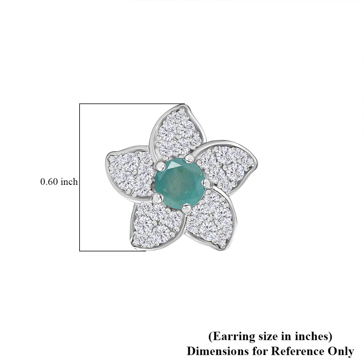 Grandidierite and White Zircon 2.30 ctw Flower Earrings in Rhodium Over Sterling Silver image number 4