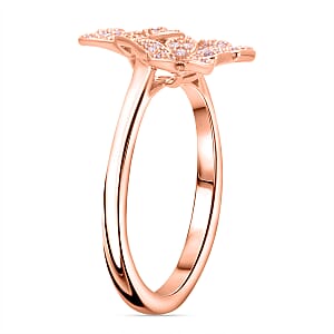 Natural Pink Diamond 0.25 ctw Blooming Floral Ring in Vermeil Rose Gold Sterling Silver (Size 7.0) 