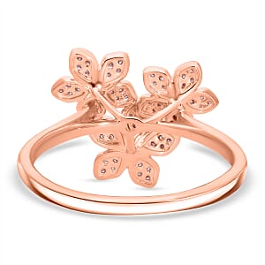 Natural Pink Diamond 0.25 ctw Blooming Floral Ring in Vermeil Rose Gold Sterling Silver (Size 7.0) 