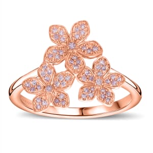 Natural Pink Diamond 0.25 ctw Blooming Floral Ring in Vermeil Rose Gold Sterling Silver (Size 9.0) 