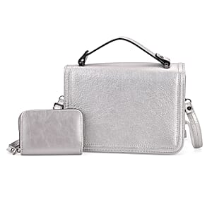 Pink Faux Leather Crossbody Bag with Shoulder Strap and Card Holder