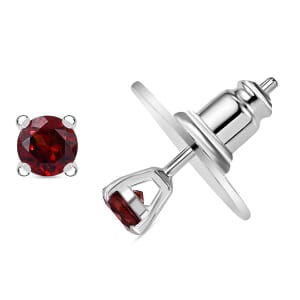 Mozambique Garnet 0.70 ctw Solitaire Stud Earrings in Sterling Silver