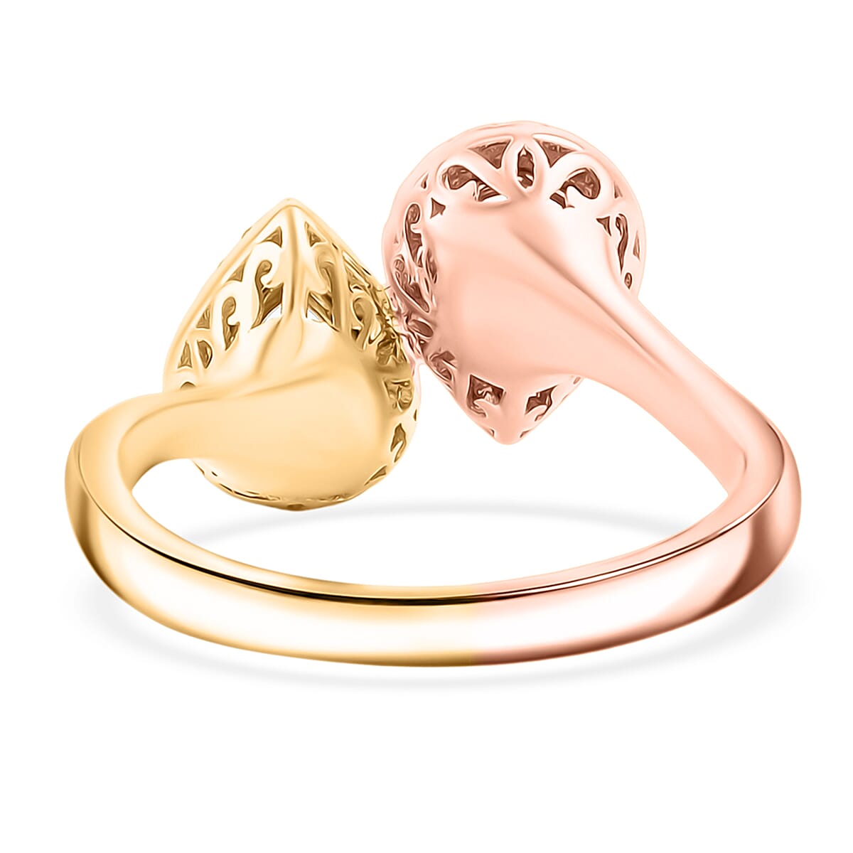 Aquamarine, Morganite and Natural Pink and Yellow Diamond 1.00 ctw Ring in 14K Yellow and Rose Gold (Size 7.0) image number 4