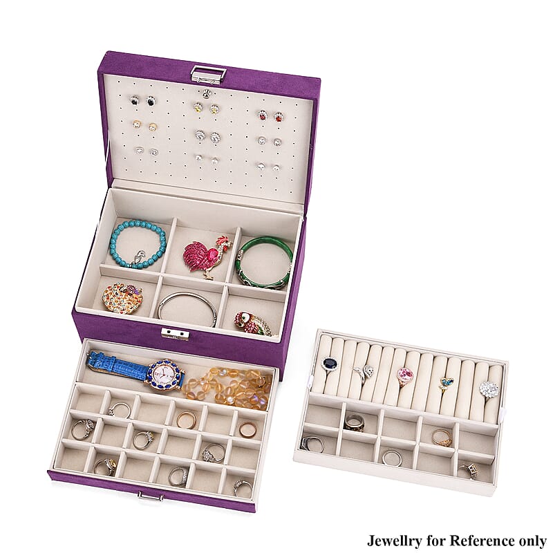 Livmore Purple Anti Tarnish 4 Layer Velvet and MDF Jewelry Box