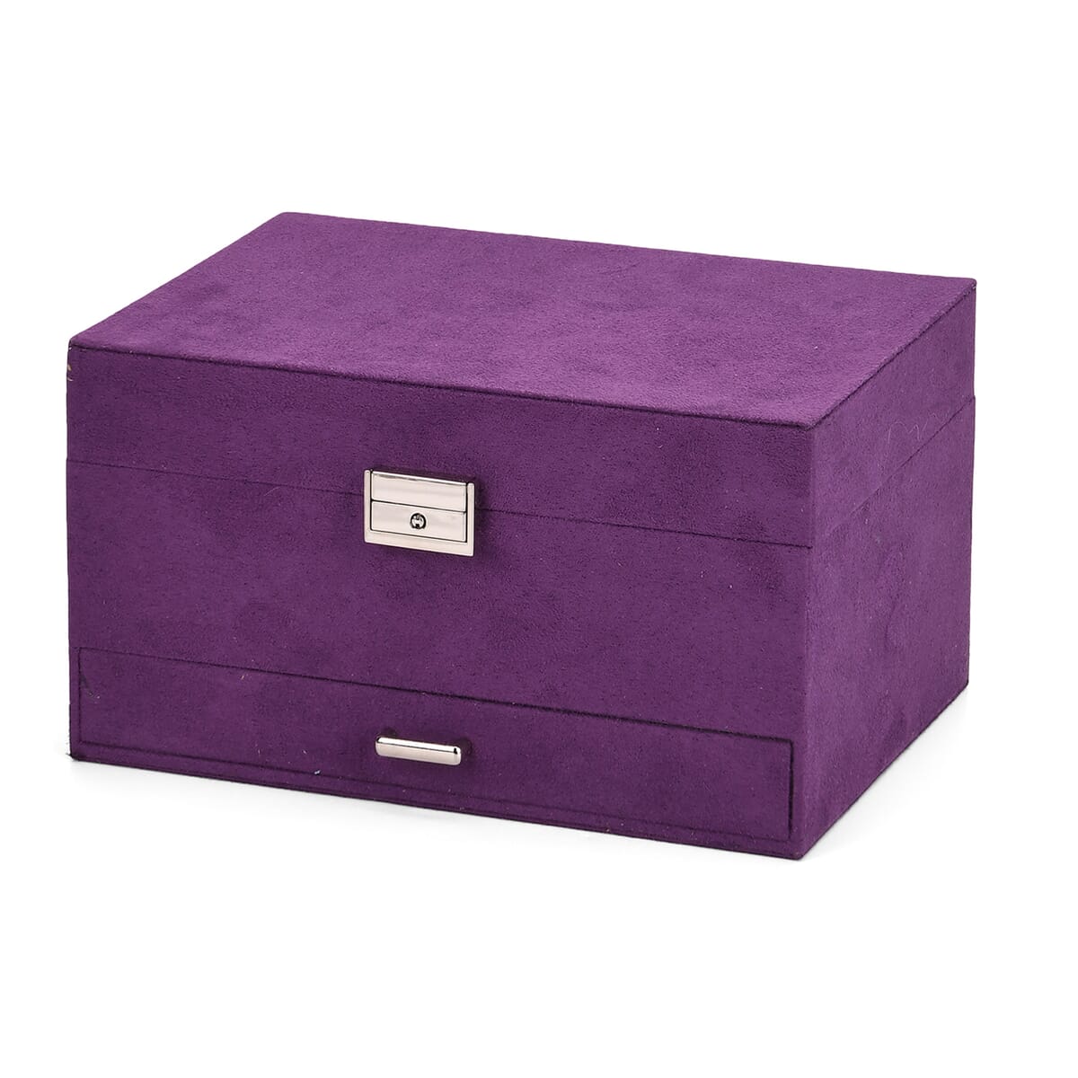 Purple Anti Tarnish 4 Layer Velvet and MDF Jewelry Box (9.4“x6.7“x5.6“) image number 2