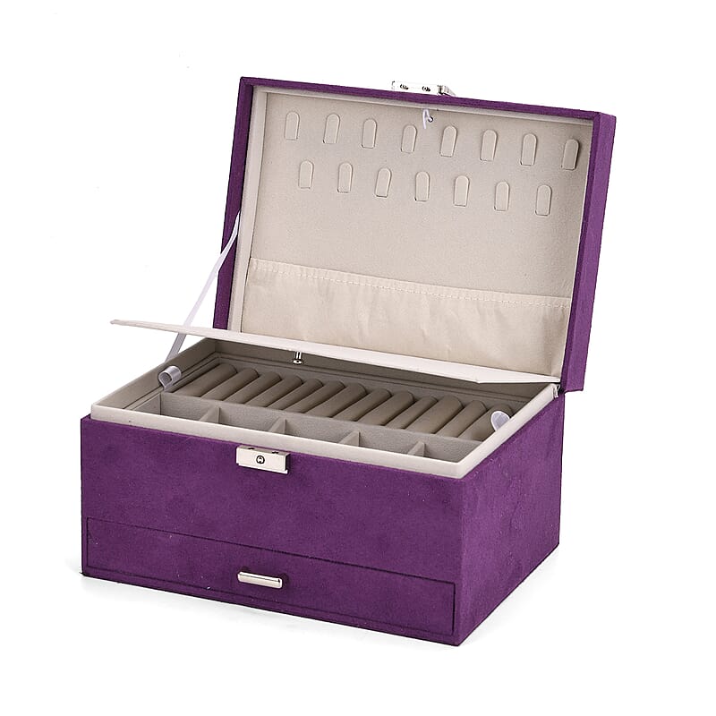 Livmore Purple Anti Tarnish 4 Layer Velvet and MDF Jewelry Box