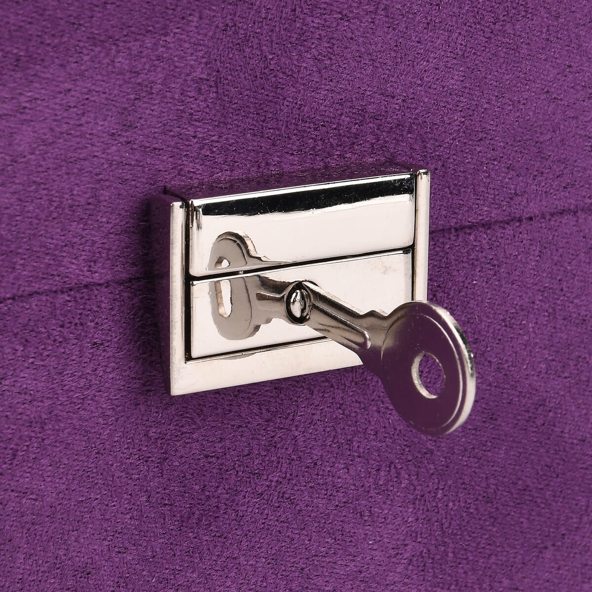 Purple Anti Tarnish 4 Layer Velvet and MDF Jewelry Box (9.4“x6.7“x5.6“) image number 8