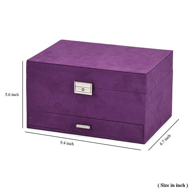 Livmore Purple Anti Tarnish 4 Layer Velvet and MDF Jewelry Box